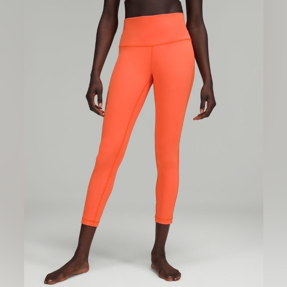 lululemon Wunder Under 25” Orange Leggings Size 6